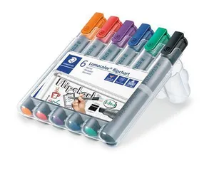 Flipchartmarker „Lumocolor 356 B“, Set, 6 Farben, Keilspitze, STAEDTLER